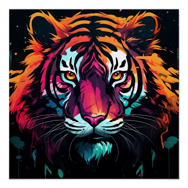 Neon Color Tiger Theme Poster (Front)