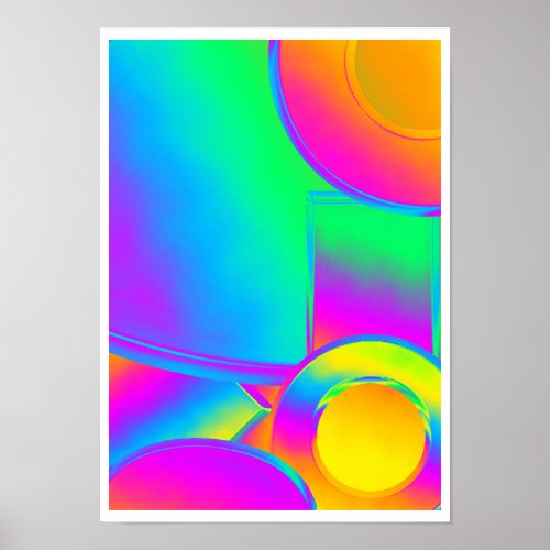 Neon colored abstract art poster