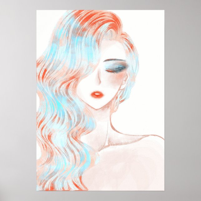 Neon colored girl artwork poster (Front)