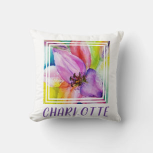 Neon Colored Lily Throw Pillow