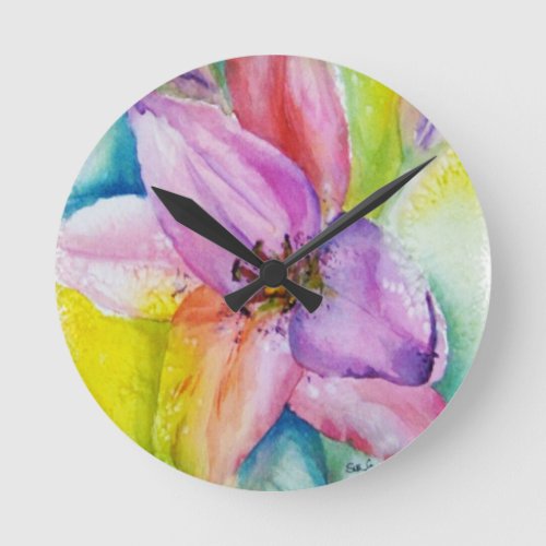 NEON COLORED LILY WALL CLOCK