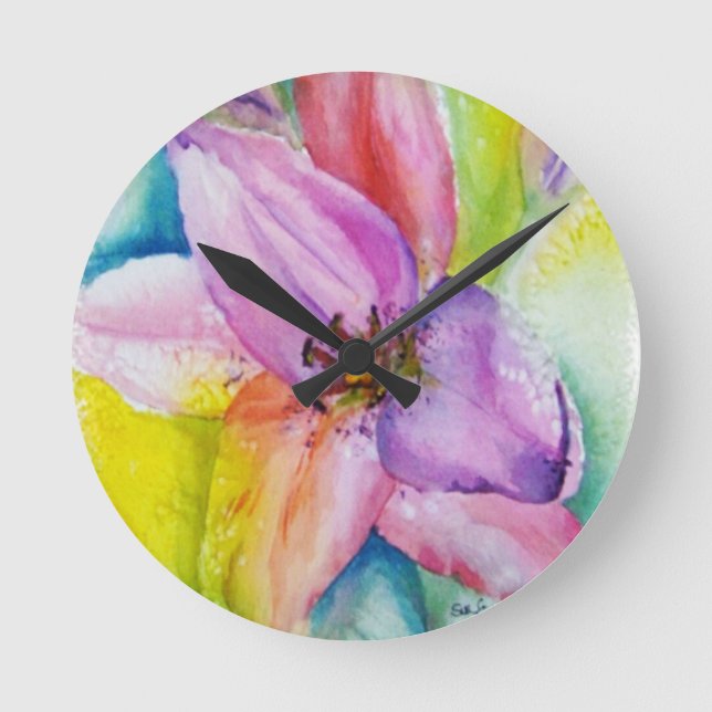 NEON COLORED LILY WALL CLOCK (Front)
