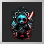 Neon colored ninja panda poster