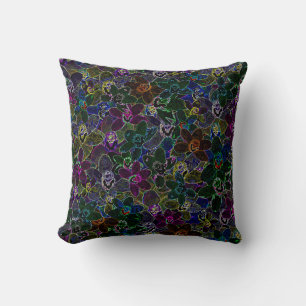 Neon Colored Orchids, Throw Pillow
