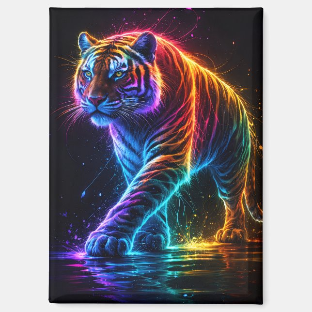 Neon colored tiger magnet (Front)