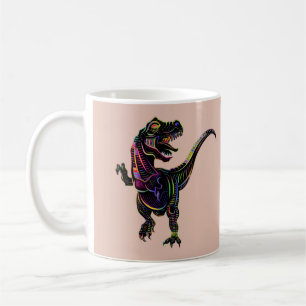 Neon Colored Tyrannosaurus Rex Dinosaur Coffee Mug
