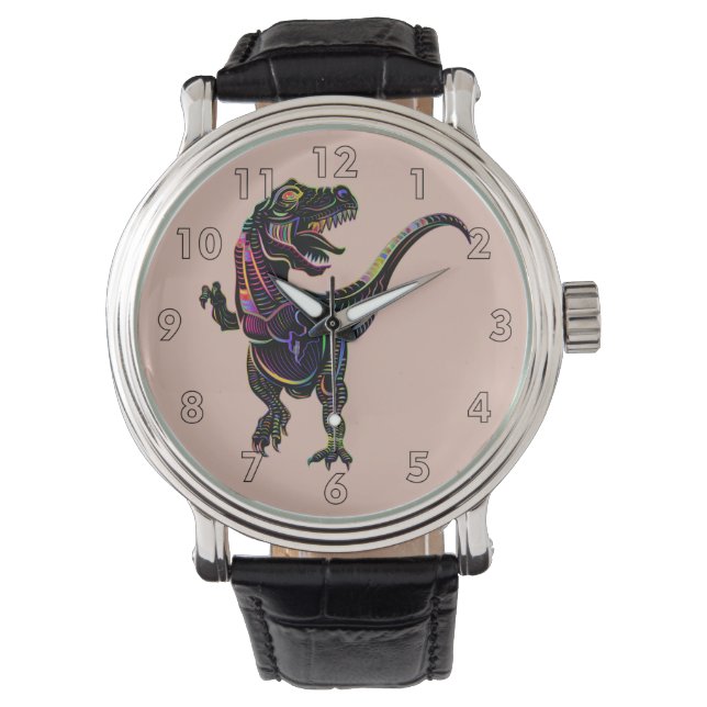 Neon Colored Tyrannosaurus Rex Dinosaur Watch (Front)