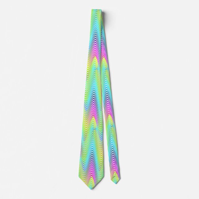 Neon Colored Waves Stripes seamless pattern Tie (Front)