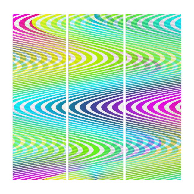 Neon Colored Waves Stripes seamless pattern Triptych (Front)