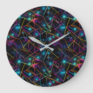 neon colorful abstract lines large clock