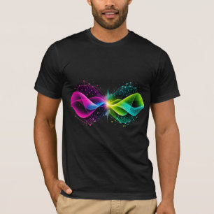 Neon Colorful Abstract Network Waves T-Shirt