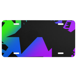 Neon Colorful Black Lime Purple Green License Plate