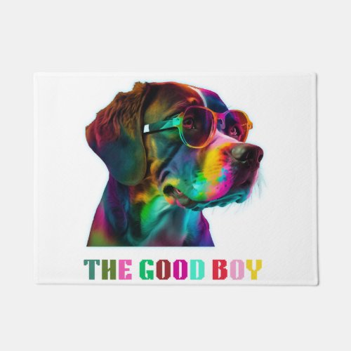 Neon Colorful Dog cute doggy breed colored essent Doormat