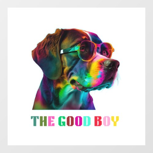 Neon Colorful Dog cute doggy breed colored essent Wall Decal