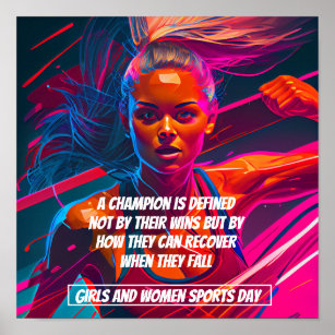 Neon Colorful Girls and Women Sports Day Poster