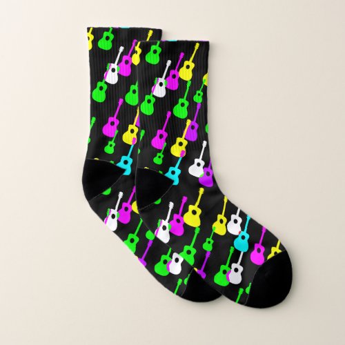 Neon Colorful Guitar Shapes Socks