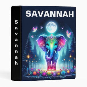 Neon Colorful Holographic Decorated Elephant Mini Binder