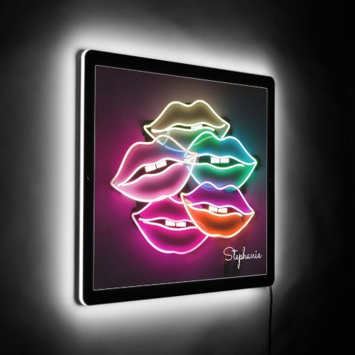 Neon Colorful Light Lips Personalized Name LED Sign