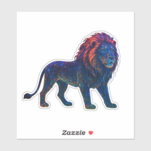Neon Colorful Lion Art  Sticker