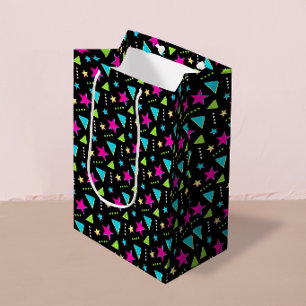 Neon Colorful Memphis Pattern Retro Birthday Party Medium Gift Bag