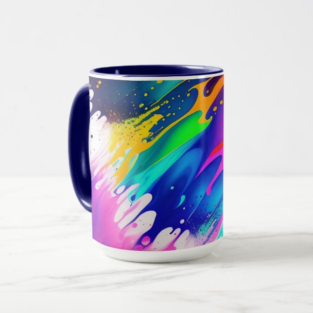 Neon Colorful Paint Splash Splatter  Mug (Front Left)