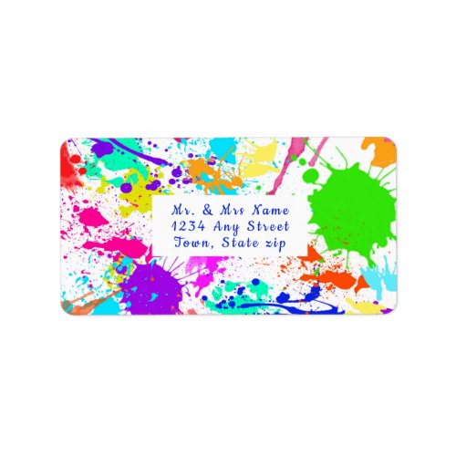 Neon Colorful Paint Splatter Label