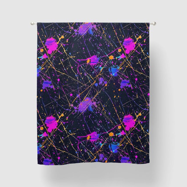 Neon Colorful Paint Splatter Pattern Blackout Curtains (Front)