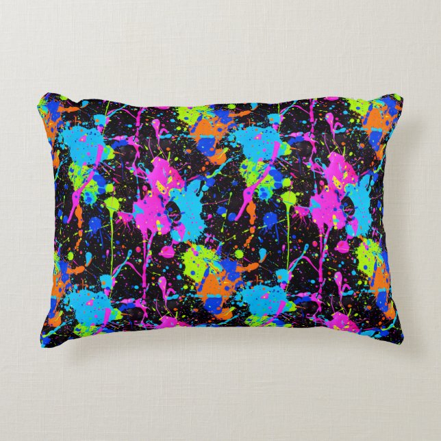 Neon Colorful Pattern Accent Pillow (Front)