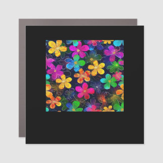 Neon Colorful Pattern - Whimsigoth Cottagecore Blu Car Magnet