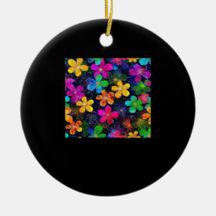 Neon Colorful Pattern - Whimsigoth Cottagecore Blu Ceramic Ornament