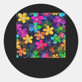 Neon Colorful Pattern - Whimsigoth Cottagecore Blu Classic Round Sticker