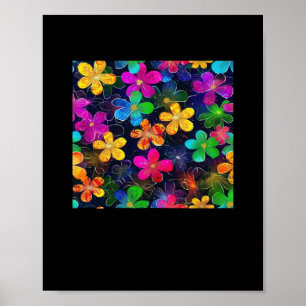 Neon Colorful Pattern - Whimsigoth Cottagecore Blu Poster