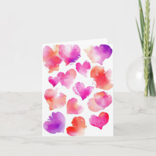 Neon colorful Pink Hearts Valentine's Greeting Card