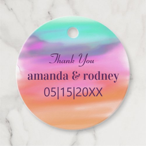 Neon Colorful Rainbow Abstract Wedding Favor Tags