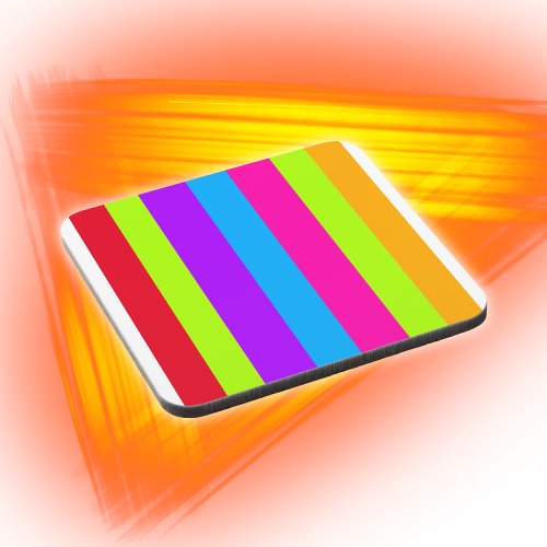 Neon Colorful Stripes   Beverage Coaster