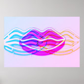Neon Colorful Wall Light Lips | Modern Digital Art Poster (Front)