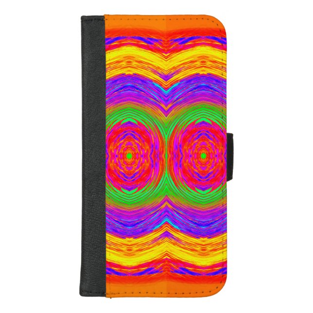 Neon Colors Abstract Pattern iPhone Wallet Case (Front)