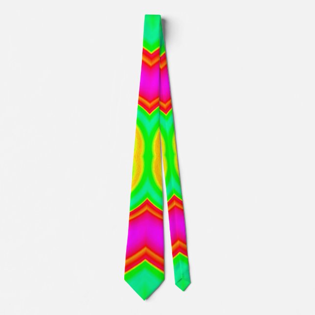 Neon Colors Abstract Pattern Neck Tie (Front)