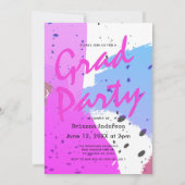 Neon Colors Brush Strokes Photo Graduation Party Invitation (Back)