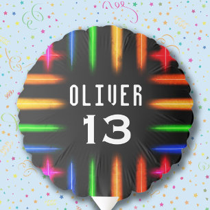 Neon Colors Custom Name and Age Birthday Party Balloon