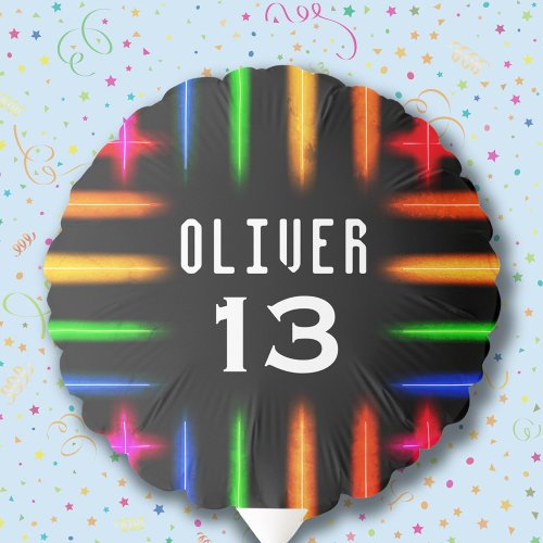 Neon Colors Custom Name and Age Birthday Party Balloon