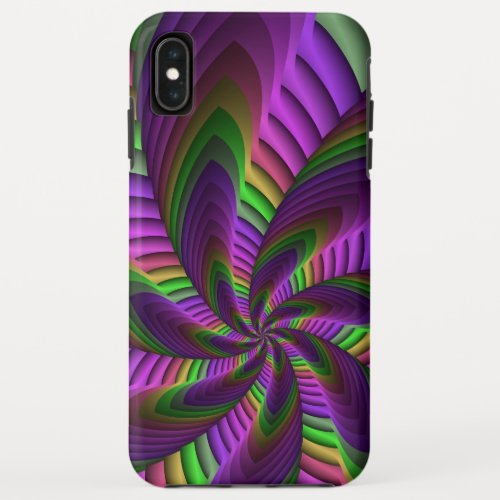 Neon Colors Flash Crazy Colorful Fractal Pattern iPhone XS Max Case