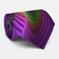 Neon Colors Flash Crazy Colorful Fractal Pattern Neck Tie