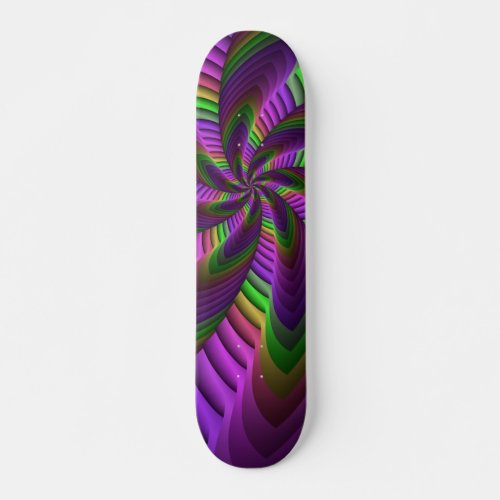Neon Colors Flash Crazy Colorful Fractal Pattern Skateboard