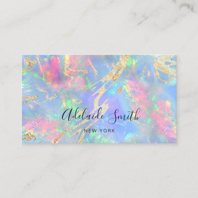 neon colors gemstone opal business card (Front)