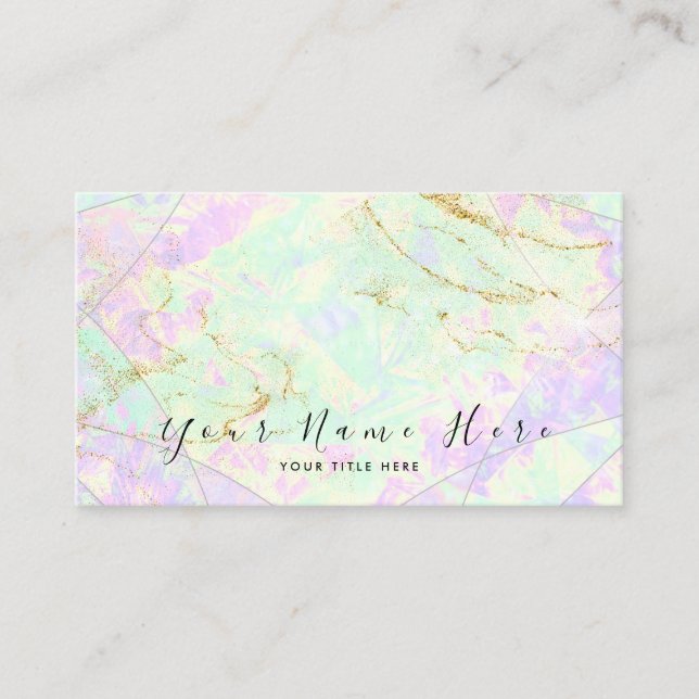 Neon Colors Gemstone Opal Texture Business Card (Front)