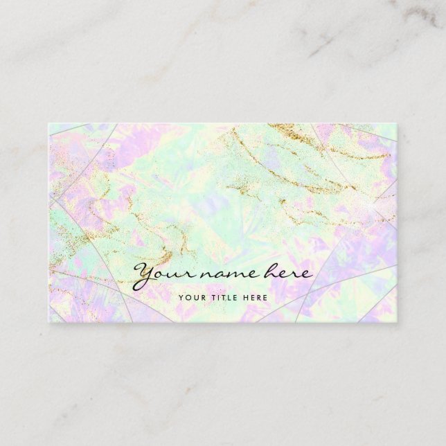 Neon Colors Gemstone Opal Texture Business Card (Front)