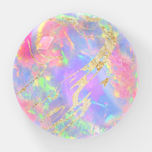 neon colors gemstone opal texture paperweight (Front)
