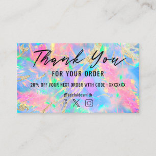 neon colors gemstone opal texture thank you business card