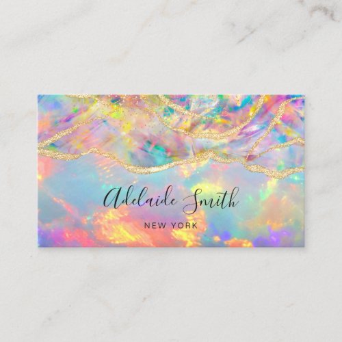 neon colors mineral opal texture business card